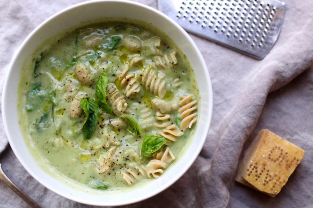 Pesto Soup with Pasta, Beans, and Greens Community Grains